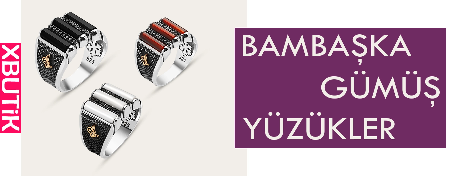 Bambaşka Gümüş Yüzükler online alışveriş sitesi xbutik, internet alışveriş sitesi x butik