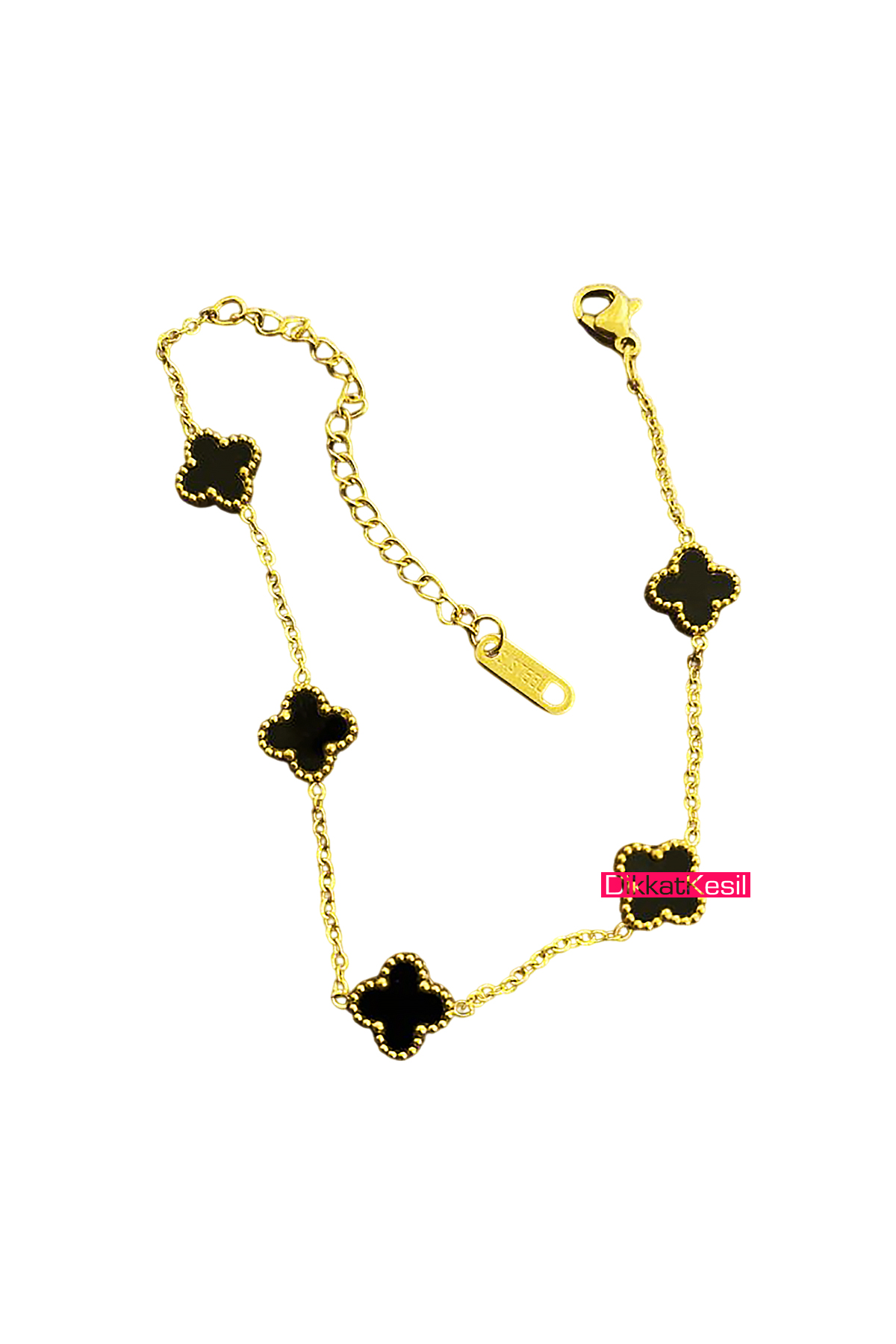 4%20Yapraklı%20Yonca%20Bileklik,%20(Altın%20Renk)%20Küçük%20Çelik%20Yonca%20Bileklik%20Siyah%20Taşlı
