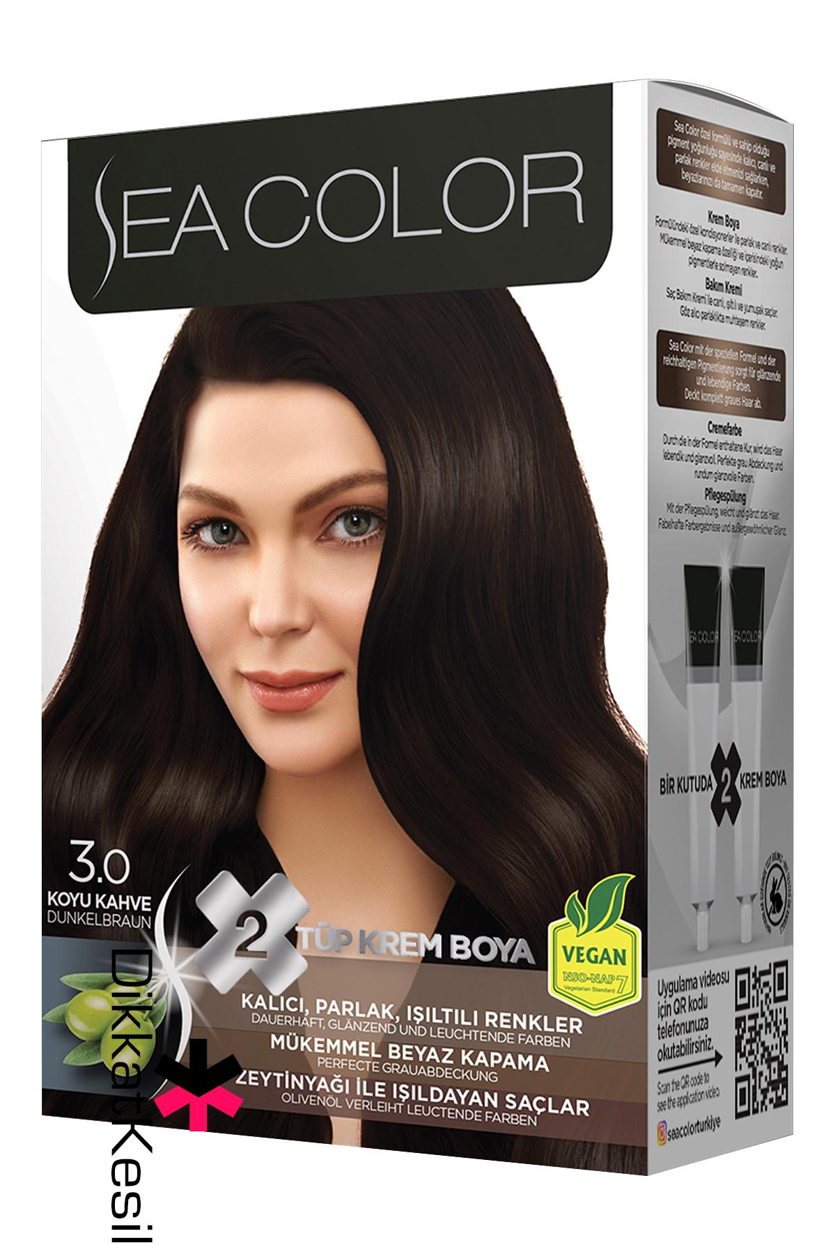 Sea%20Color%203.0%20Koyu%20Kahve%20Renk%20Krem%20Saç%20Boyası%20Set,%20(Seacolor%203.0%20Numara)