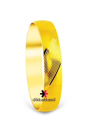 Altın Görünümlü Bilezik, Altın Kaplama Bilezik, Grup Çizgili Tasarım 1.5 cm Enli Bilezik Çeşitleri - XBUTiK