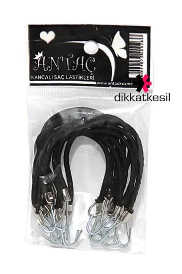 Antaç Çengelli Saç Lastiği, Siyah Kancalı Lastik Tokalar - XBUTiK
