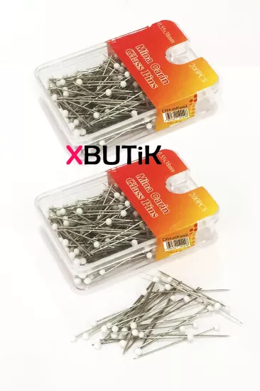 Beyaz Cam Başlı Toplu İğne 38 mm 200 lü, Toplu İğneler 2 Adet - XBUTiK