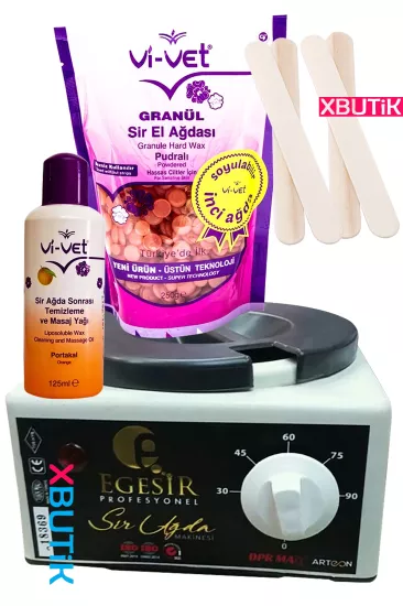 Egesir Ağda Makinesi Seti, Vi Vet Boncuk Ağda, Vivet Sir Ağda Temizleme Yağı Spatula Çeşitleri - XBUTiK