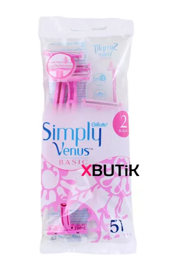 Gillette Simply Venus 2 Basic Kadın Tıraş Bıçağı, Çift Bıçaklı Jilet 5 li Kadın Tıraş Ürünleri - XBUTiK