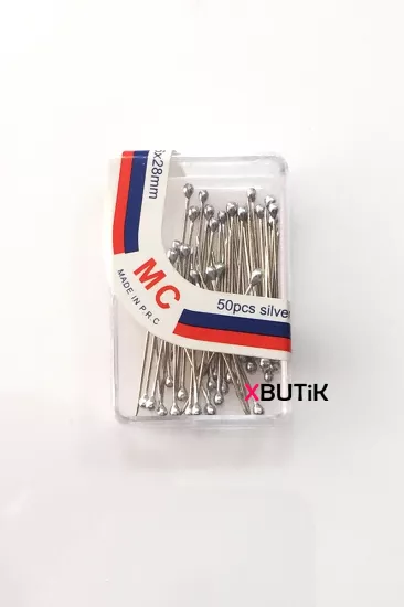 Gümüş Gri Başlı Toplu İğne 28 mm 50 li, İğne Modelleri - XBUTiK