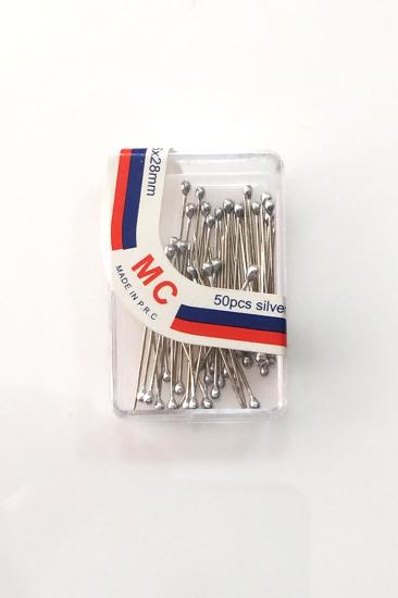 Gümüş Gri Başlı Toplu İğne 28 mm 50 li, İğne Modelleri - XBUTiK