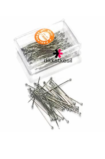 Gümüş Gri Mineli Başlı Toplu İğne 30 mm 100 lü Eşarp İğneleri - XBUTiK