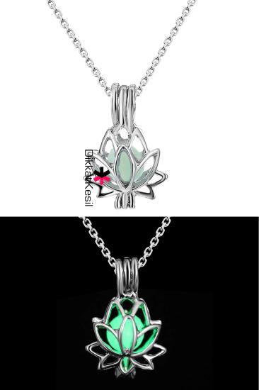 Karanlıkta Parlayan Lotus Çiçeği Kolye Zincirli, Kolye Modelleri - XBUTiK
