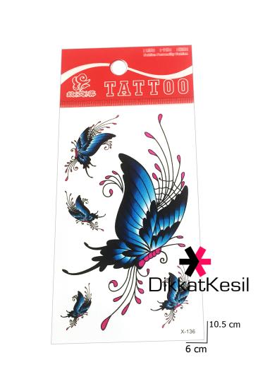 Kelebek Dövmesi, Mavi Geçici Kelebek Küçük Dövme, Butterfly Dövme Modelleri - XBUTiK