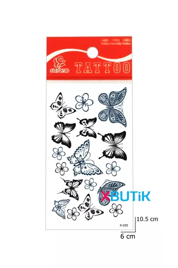 Küçük Kelebek Dövmesi, Siyah Gri Geçici Kelebek Dövme Modelleri Small - XBUTiK