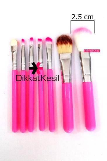 Müjgan Makyaj Fırça Seti, Metal Kutulu Pembe Makyaj Fırçaları 7 li, Makyaj Fırça Setleri - XBUTiK
