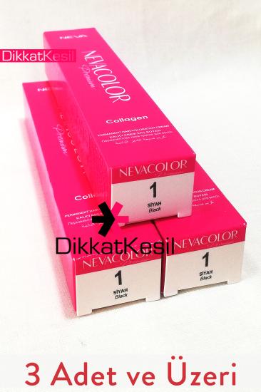 Nevacolor 1 Siyah Renk Premium Kalıcı Krem Saç Boyası Tüp, Saç Boyaları 3 Adet - XBUTiK