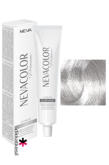 Nevacolor Gümüş Gri Tonlayıcı Renk Premium Kalıcı Krem Saç Boyası, Tüp Boyalar - XBUTiK