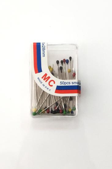Renkli Başlı Toplu İğne 28 mm 50 li, Toplu İğneler - XBUTiK