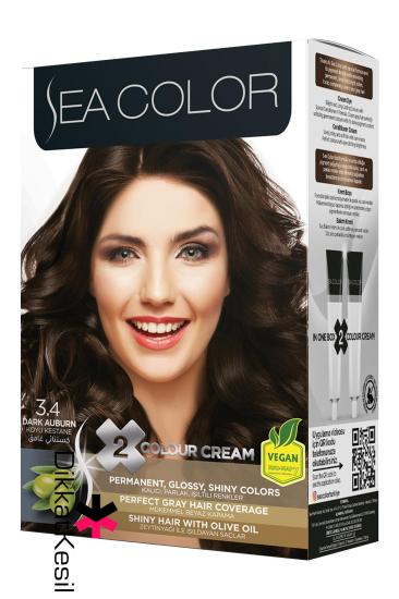 Sea Color 3.4 Koyu Kestane Renk Krem Saç Boyası Set, Sea Color Renkleri - XBUTiK