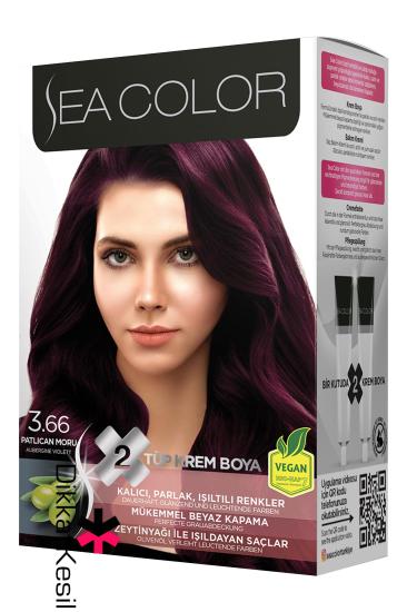 Sea Color 3.66 Patlıcan Moru Renk Krem Saç Boyası Set, Saç Boyaları - XBUTiK