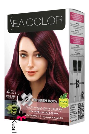 Sea Color 4.65 Şarap Kızılı Renk Krem Saç Boyası Set, Saç Boya Çeşitleri - XBUTiK
