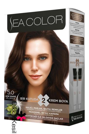 Sea Color 5.0 Açık Kahve Renk Krem Saç Boyası Set, Boyalar - XBUTiK