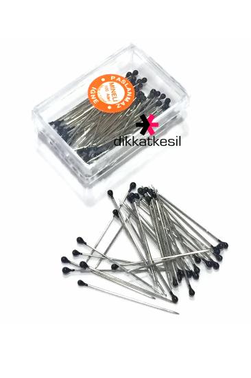 Siyah Mineli Başlı Toplu İğne 30 mm 100 lü Başörtü İğneleri - XBUTiK