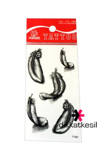 Tüy Dövmesi, Siyah Beyaz Tüy Şekilli Geçici Çıkartma Dövme, Yapıştırma Dövmeler - XBUTiK