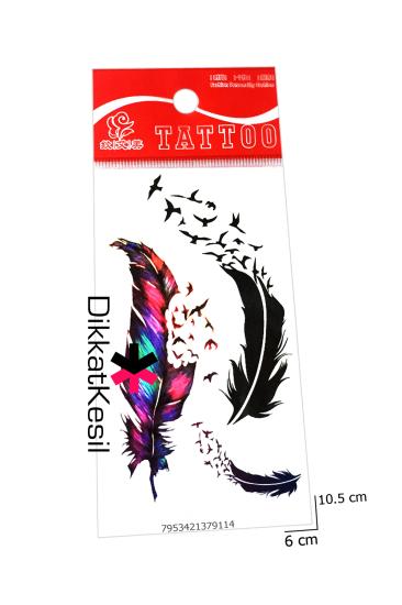 Tüy Kuş Dövme, Siyah Renkli Tüy Uçan Kuşlar Geçici Yapışkan Dövme, Tattoo Dövmeler - XBUTiK