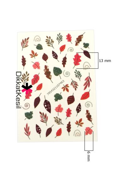 Yaprak Desenli Tırnak Sticker, Tırnak Süsü Yapıştırma Yaprak Tasarım, Tırnak Süsleri - XBUTiK