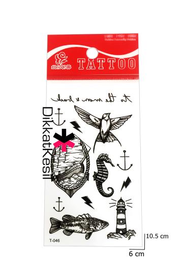 Yelkenli Denizatı Deniz Feneri Balık Kuş Şimşek Çapa Yazı Geçici Dövme, Karışık Dövmeler - XBUTiK